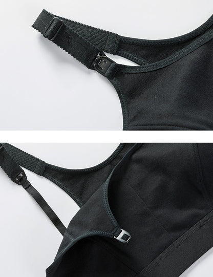 Gratlin Women's Full Support Comfort Plus Size Cotton Maternity Nursing Bra, 5XL, Black