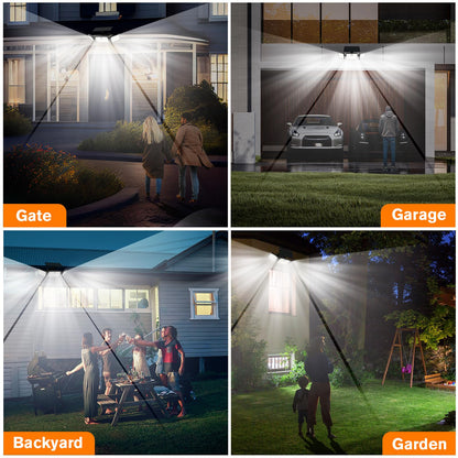 Solar Lights Outdoor, Quick Charge Solar Motion Deck Lights Outdoor for Deck with 232LEDs High Brightness, Larger Built-in Tempered Glass Panel, Sensitive PIR Motion Inductor (Remote,2 Pack)