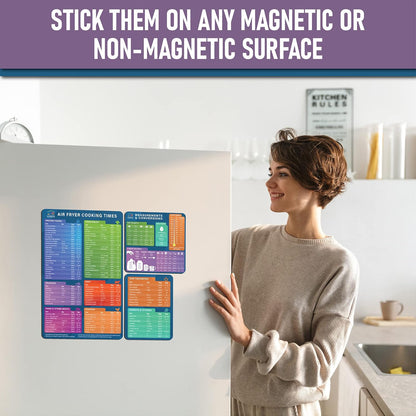 Air Fryer Cheat Sheet Magnets - Must Have Air Fryer Accessories Air Fryer Cookbook for Beginners Cooking Guide - Cooking Time Cheat Sheet - Magnetic Quick Reference (3 Pack)