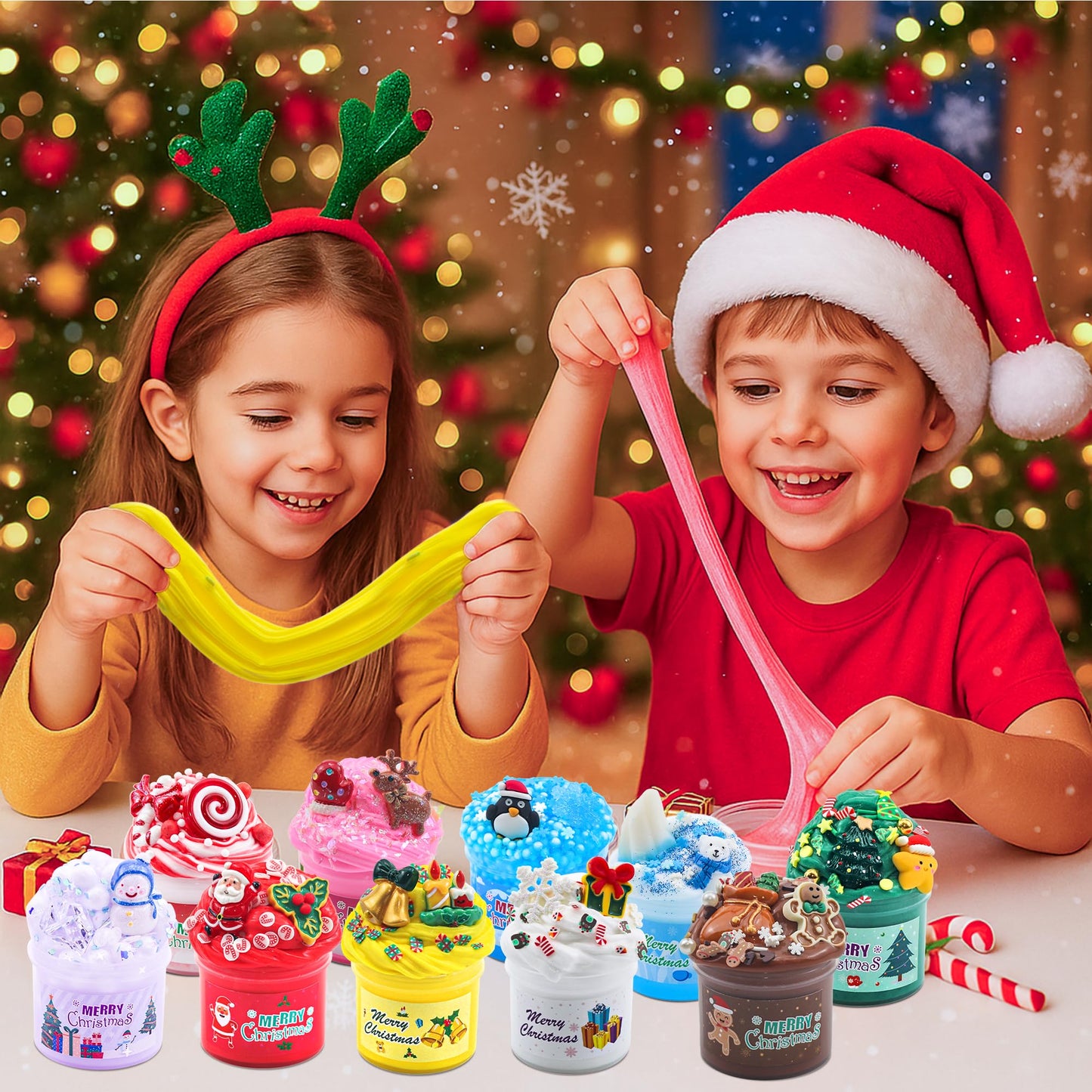 Slime Advent Calendar 2025 Kids, Christmas Countdown Calendars 24 Days of Surprises with Slime Kit Funny Gifts for Toddler Kids Teens Girls 4 5 6 7 8 9 10 11 12 Year Old