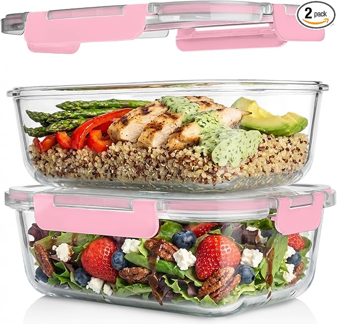 Razab 4 Pcs 1860ml / 63 Oz Large Glass Food Storage Containers