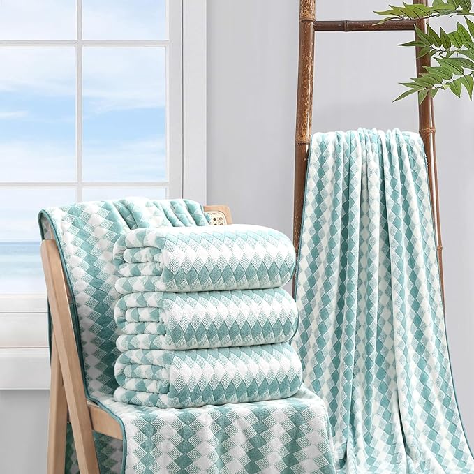 4 Piece Bath Towel Set Oversized Bath Sheet 35"x70" Bathroom Towel Extra Large