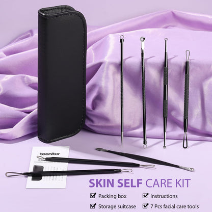 Teenitor 7 in 1 Blackhead Remover Tools, Surgical Grade Pimple Popper Tool Kit, Blackhead Extractor, Pimple Extractor, Black Head Remover for Face Nose