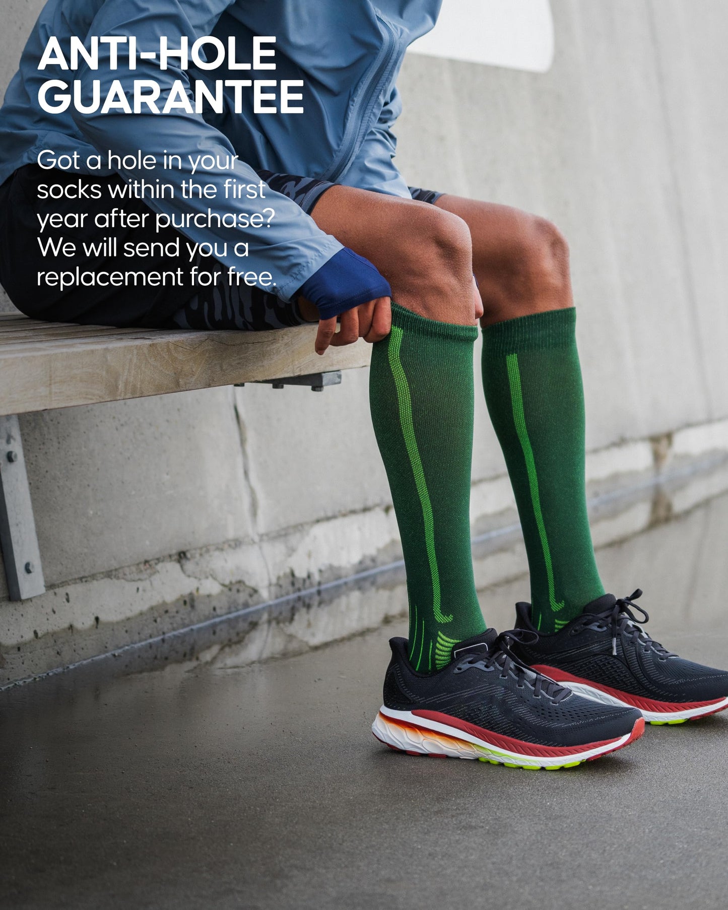 DANISH ENDURANCE Running Compression Socks, Flight Socks, 21-26mmHg, Graduated, for Men & Women, Unisex, Black, 43-47