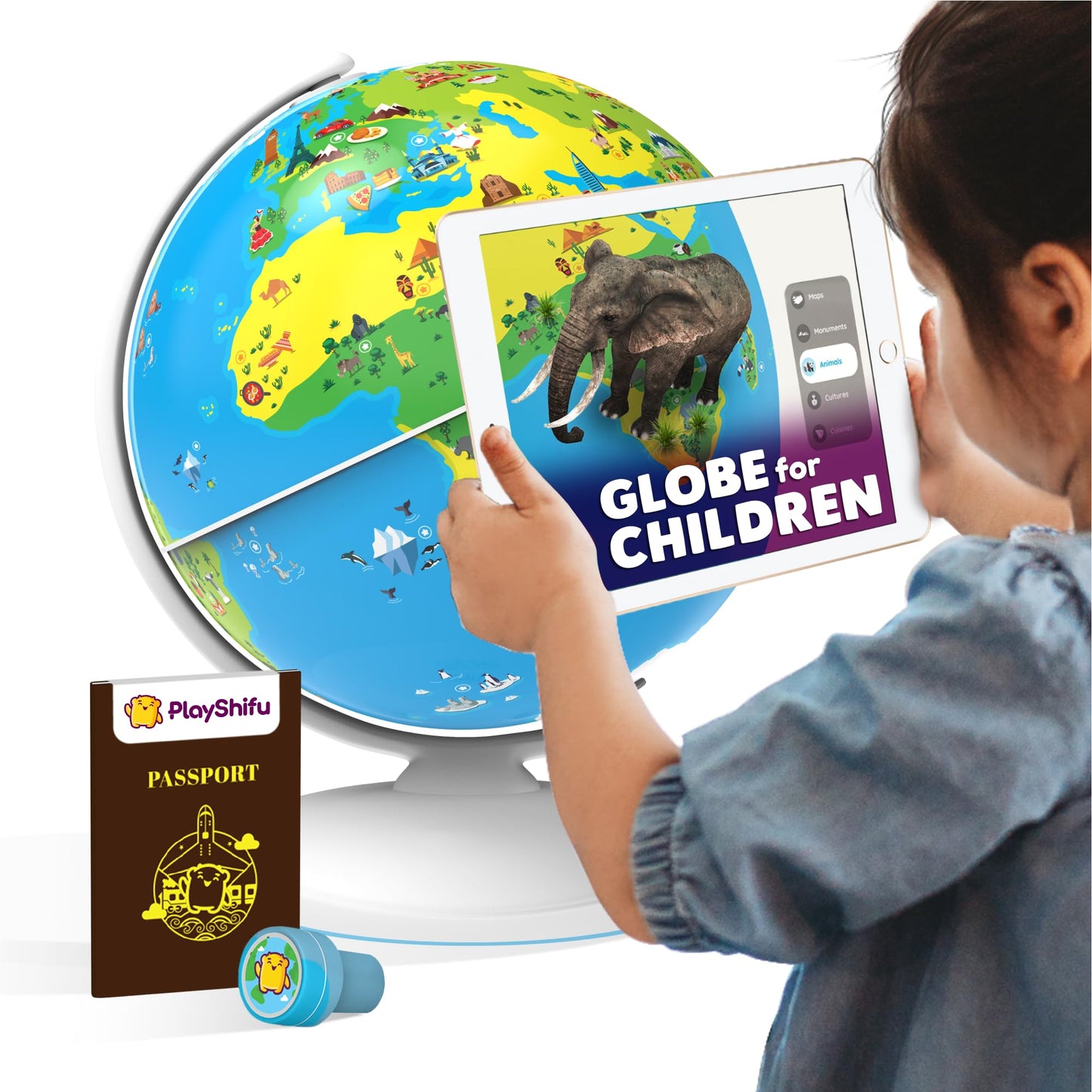 PlayShifu Educational Globe for Kids, Orboot Earth (+ App) Interactive AR World, 400 Wonders, 1000+ Facts, STEM Toy Gifts for Kids 4-10 Years, No Borders, No Names on Orboot Globe