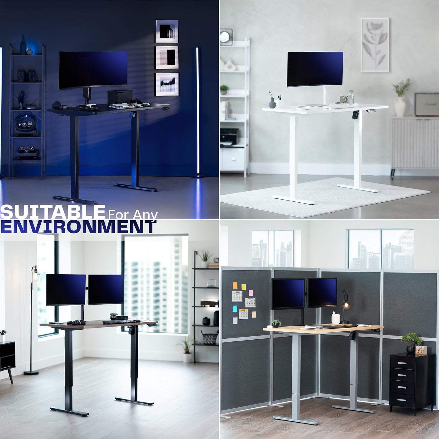 VIVO Electric Dry Erase 71 x 30 in Standing Desk, Memory Height Adjustment, 1B Series, Holds 220 lbs, Whiteboard Top Black Frame, DESK-KIT-1B7WE