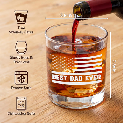 AXIARA Dad Husband Stepdad Gifts for Fathers Day from Daughter Son Kids Wife - 11 oz Engraved Crystal Whiskey Glasses - Anniversary Birthday Gifts for Men, Gift for Dad Who Wants Nothing