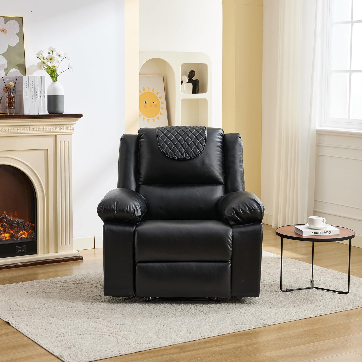 Adult Manual Recliner with Heating and Massage Functions (135° Front and Rear Adjustment) - Equipped with Side Storage Pockets and Remote Control, Suitable for Living Room and Bedroom(Black)