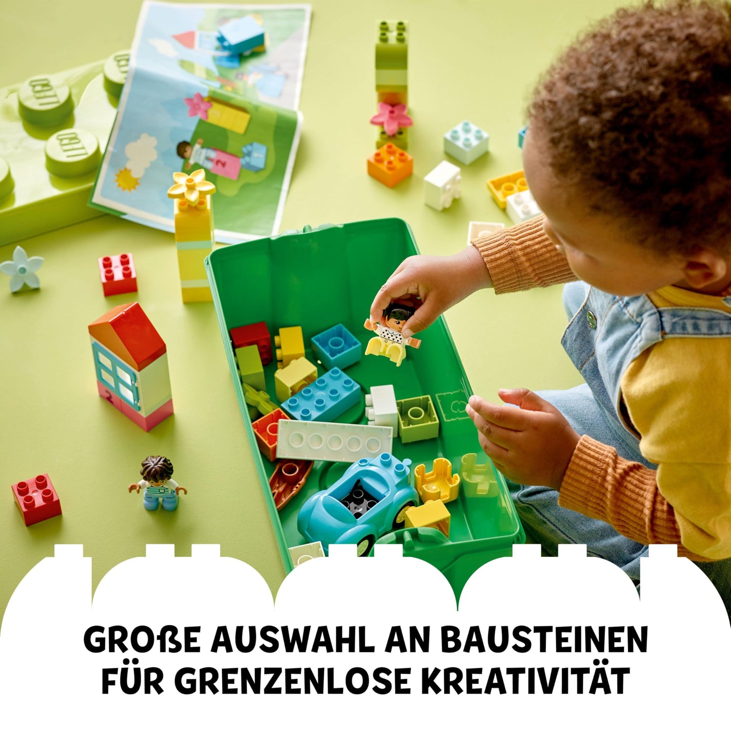 LEGO DUPLO Brick Box - Educational Stacking Toys for 1+ Year Old Boys & Girls - incl. Colourful Number Bricks, a Car & 2 Figures, plus Toy Storage - 10913