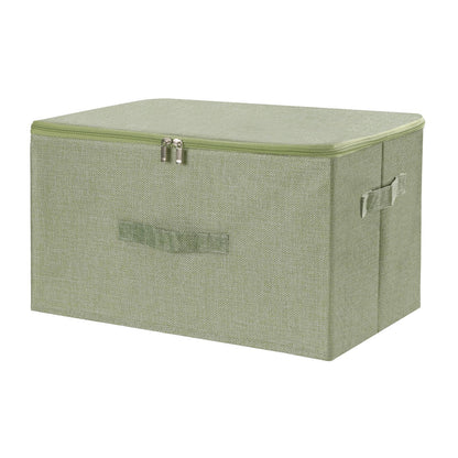 ANMINY Storage Bins with Zipper Lids 36 Qt Lidded Fabric Storage Boxes Baskets Cubes with Handles Collapsible Washable Cotton Linen Closet Shelf Clothes Organizer Containers - Green, Large