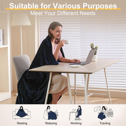 Gintao Electric Heated Blanket Throw,Double Flannel Electric Throw with 3 Heating Levels,ETL&FCC Certified, 4H Auto Off Overheat Protection,Heating Blanket for Home Office,Gifts,50"x60",Gray