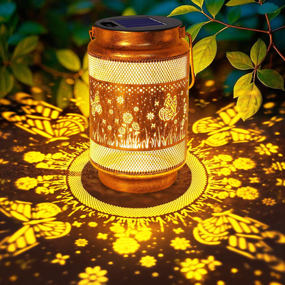 2 Pack Butterfly Solar Lanterns Outdoor Waterproof Garden Decor, Gifts for Mothers Day Women Mom Grandma Birthday, Metal Hanging Solar Lights for Outside Yard Patio Pathway Backyard Porch