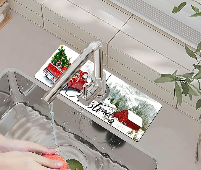 Kitchen Sink Splash Guard Faucet Mat -1 PC Super Absorbent Fast Drying Mat Sink
