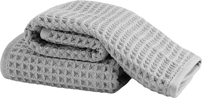Microfiber Waffle Face Towels, 2 Pieces, Fast Drying, Lint Free 430 GSM