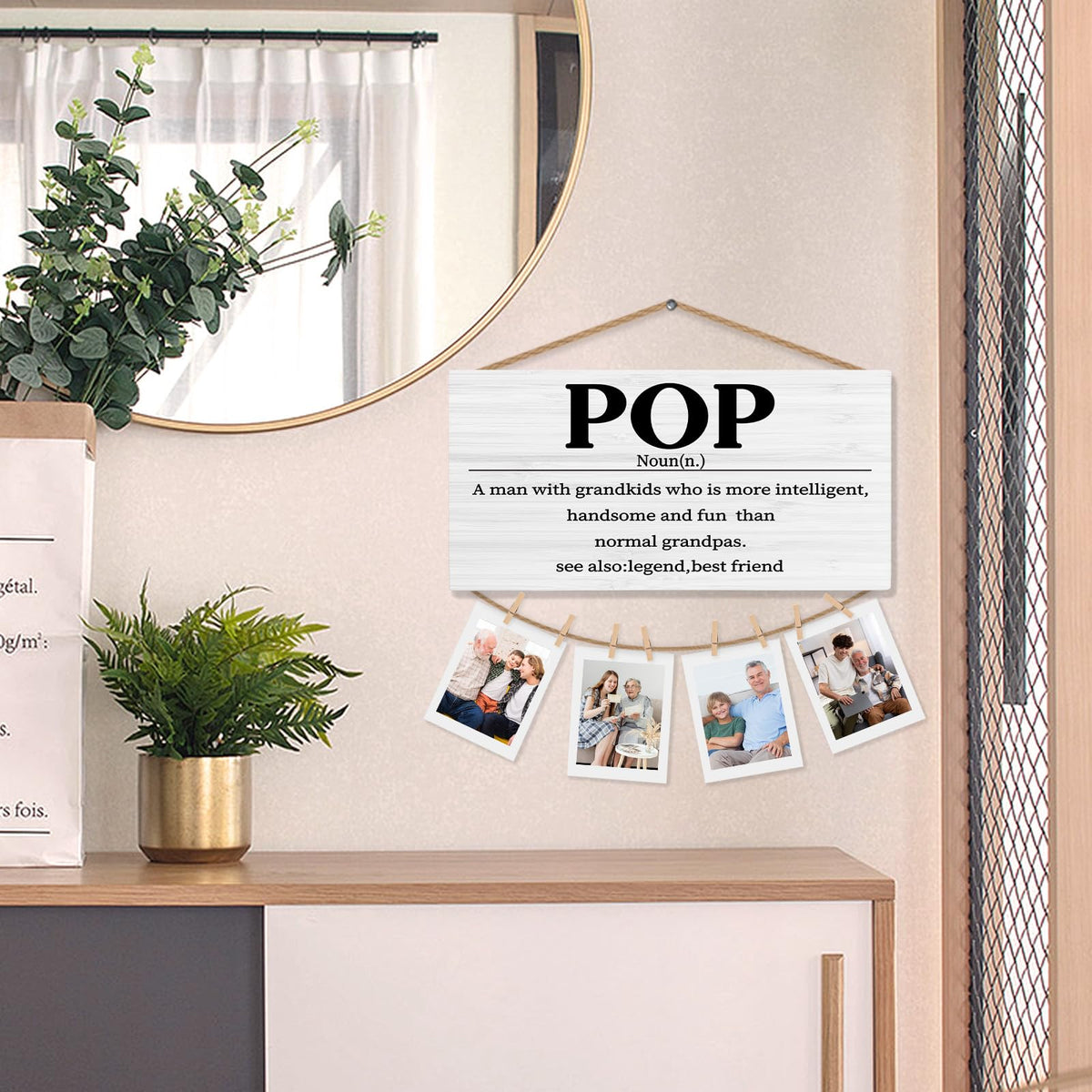 shiviody Pop Gifts Picture Frame Photo Holder for Wall, Best Grandpa Gifts for Christmas Birthday from Grandkids Granddaughters Grandsons, Grandpa Photo Hanging Display Picture Board for Wall Decor