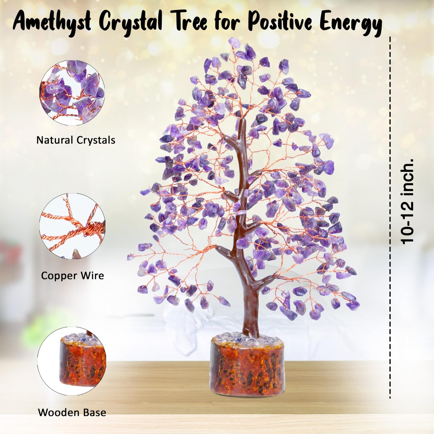 Crocon® Amethyst Crystals Tree, Birthday Gifts for Women & Men, Purple House Decor for Shelf Healing Crystals, Spiritual Gift Purple Decor, House Warming Gifts New Home, Birthday Gift for Mom Sister