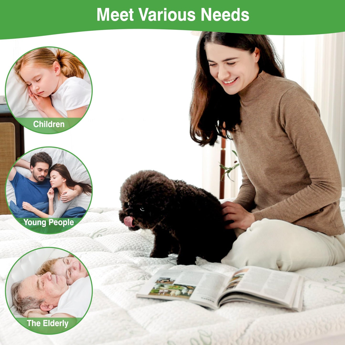 KUTUU King Mattress Pad Cover, Viscose Made from Bamboo Pillow Top Cooling Mattress Topper for King Size Bed, 6-21 inches Deep Pocket, 78x80 inches