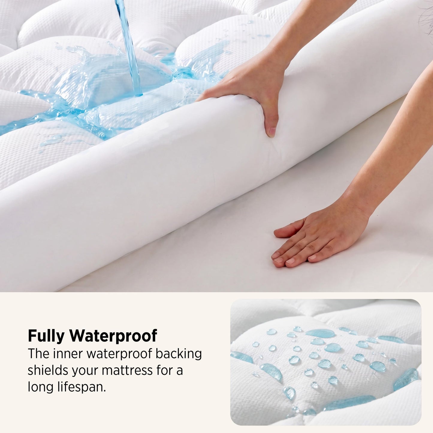 Bedsure Twin XL Mattress Topper - 800 GSM Waterproof Mattress Topper for College Dorm Room Essentials with 8-21 Inches Deep Pocket, Pillow Top Twin Extra Long Bed Pad Fitted for Bedroom - White