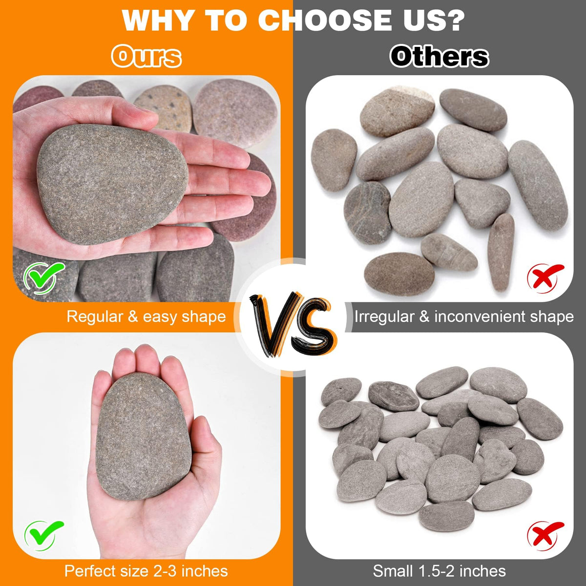 River Rocks for Painting 35 Pcs Large 2-3 Inch Flat Smooth Painting Stones Craft Rock to Paint for Kids Crafts Painting Bulk