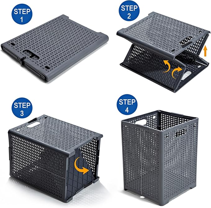 42L Collapsible Plastic Laundry Baskets, Foldable Laundry Hamper