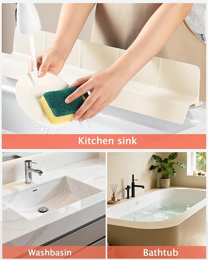 Kitchen Sink Splash Guard 23" Self-Draining Silicone Water Guard
