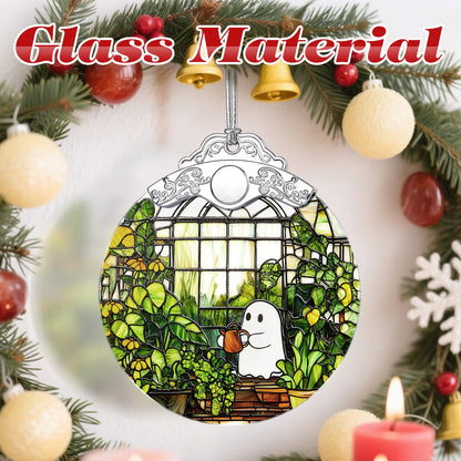 Halloween Ghost Ornament, Stained Glass Christmas Decorations, Christmas Ornaments for Tree, Holiday Ornament, Plant Lovers Gifts, Holiday Party Gifts, Gift Ideas & Xmas Gift