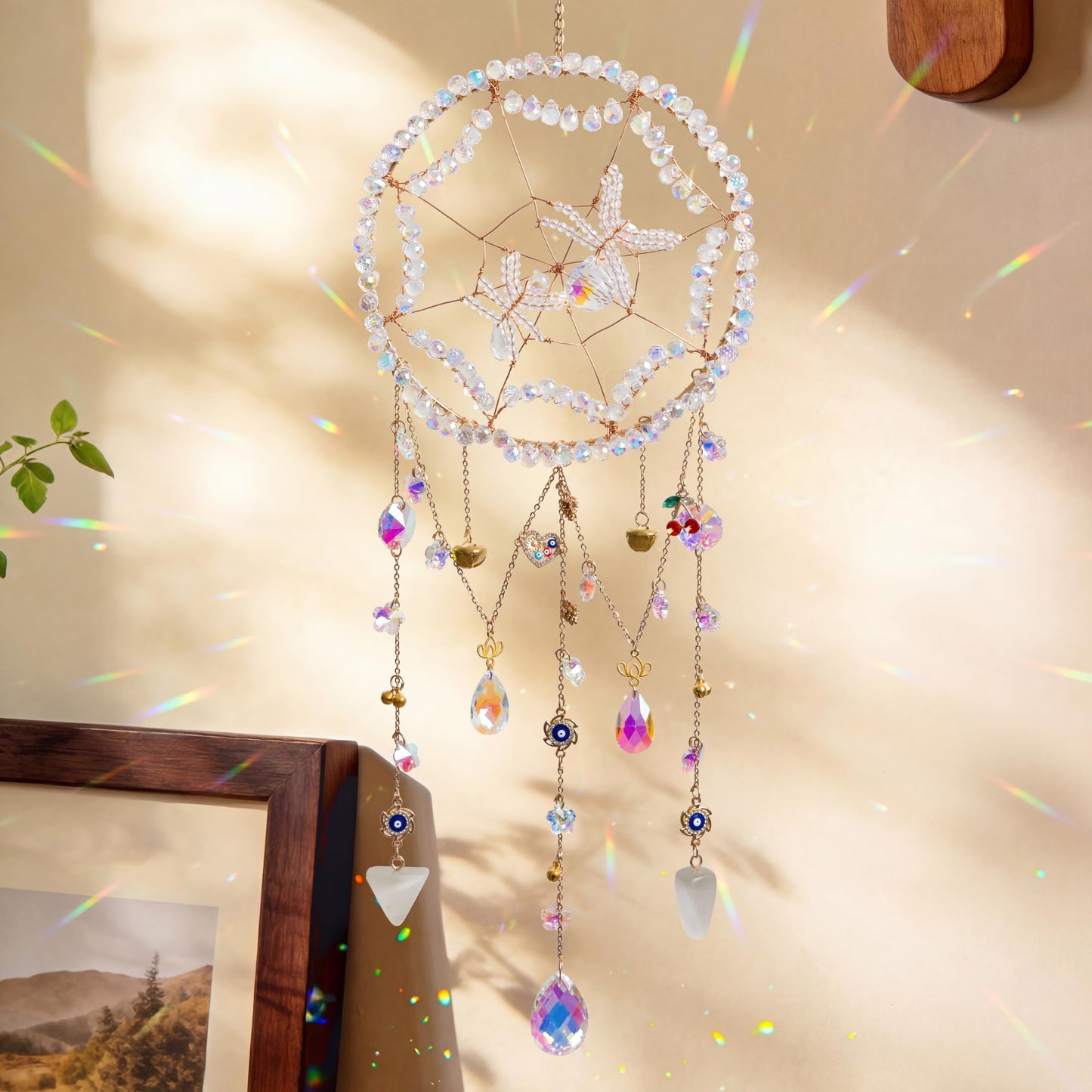 Handmade Spider Sun Catcher, Dreamsum Crystal Suncatchers for Windows, Handmade Wall Rainbow Decor Prism Gift for Women Housewarming Home, Bedroom, Garden Decoration