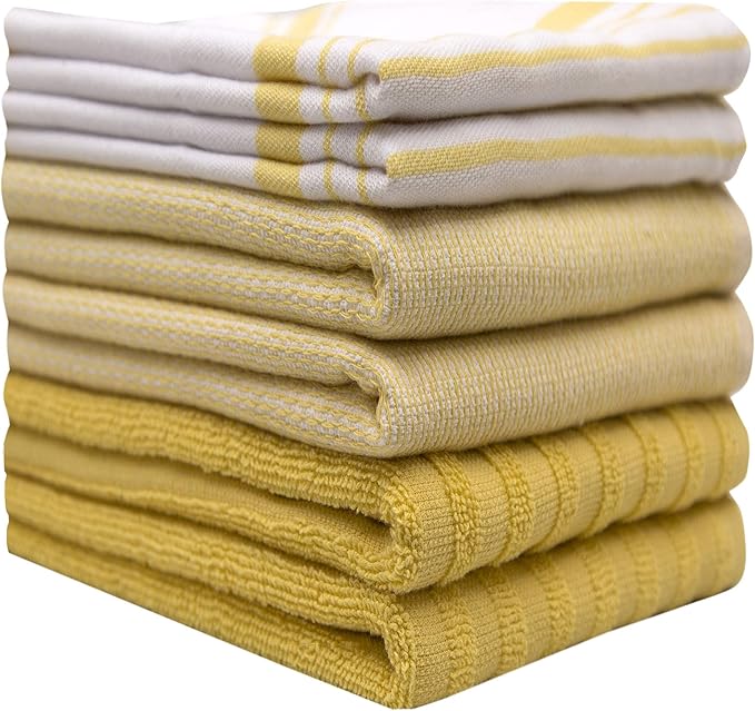 Premium Kitchen Towels | Large Cotton Dish Towels | Flat & Terry Highly