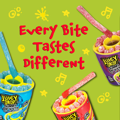 Juicy Drop Gummy Dip 'N Stix Assorted Halloween Candy Variety Pack, Sweet Gummy Sticks W/ Sour Dipping Gel, 8Ct, Sour Candy Pack for Party Favors, Trick or Treat, Halloween Bowls, Kids Gifts