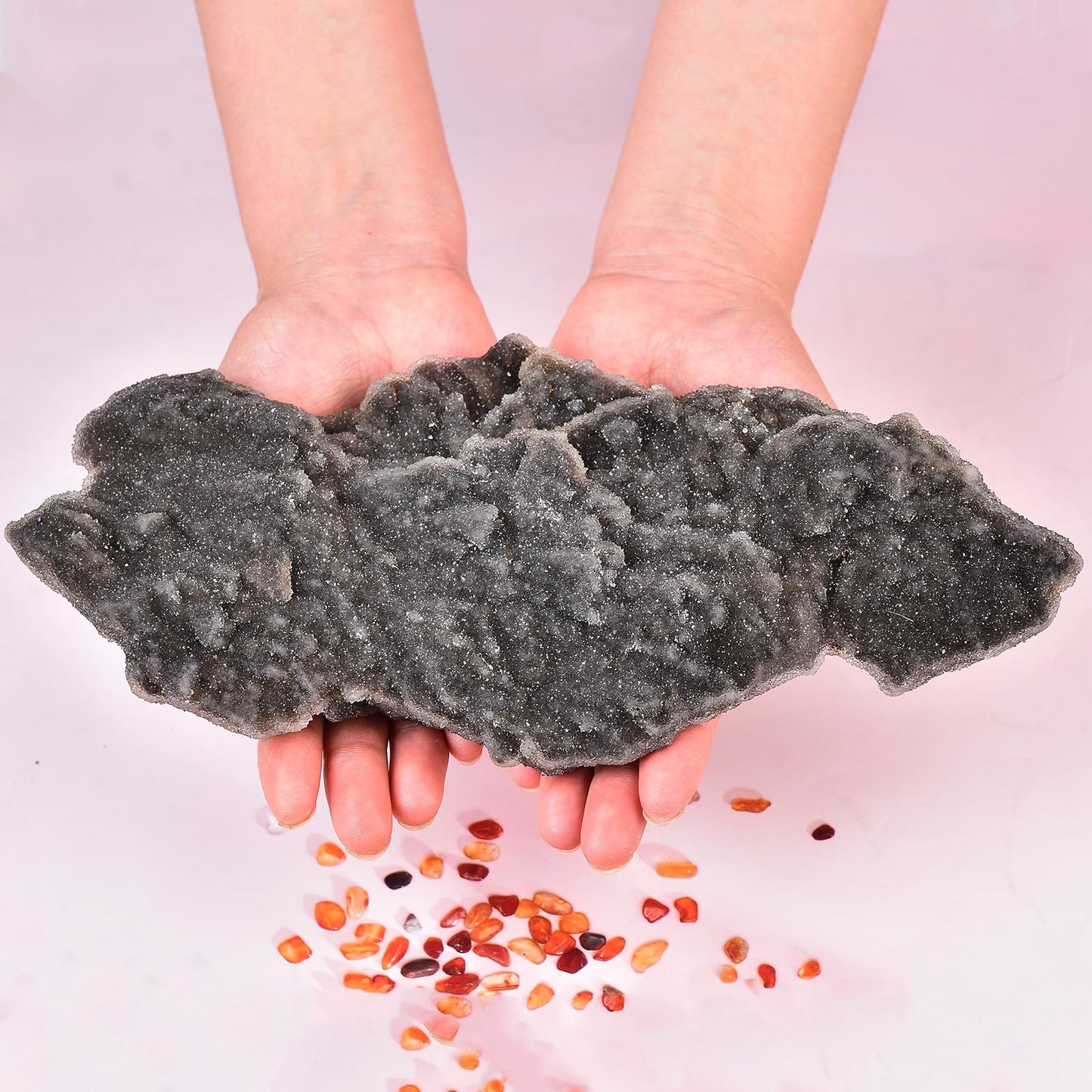 JIC Gem Irregular Shape Large Crystal Cluster Gray Sphalerite Mineral Specimen Healing Crystal Stone Clusters Home Decoration Reiki Meditation 2.4-2.8 lbs