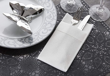 UKEENOR Disposble Dinner Napkins Cloth Like with Built-in Flatware Pocket,Wedding Party Linen Feel White Napkin, Prefolded for Silverware,Pack of 50