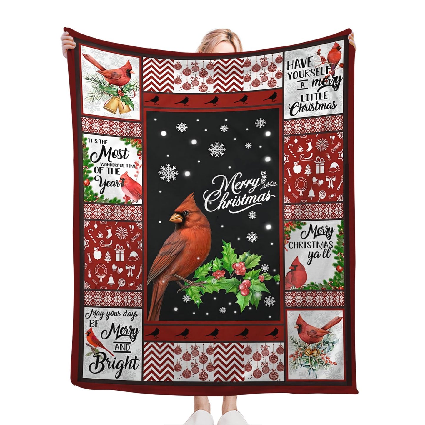 Tijuboni Cardinal Bird Throw Blanket for Girls Boys Women Men Kids Adults Soft Flannel Fleece Blanket for Couch Sofa Bed Home Decor 40"x50"