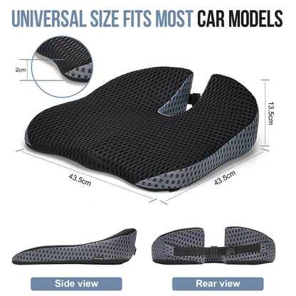 Ajiteogy Car Seat Cushion, Memory Foam Car Wedge Seat Cushion for Driving, Height Booster & Posture Support, 4D Mesh Seat Pad with Adjustable Straps - Universal Fit for Vehicle