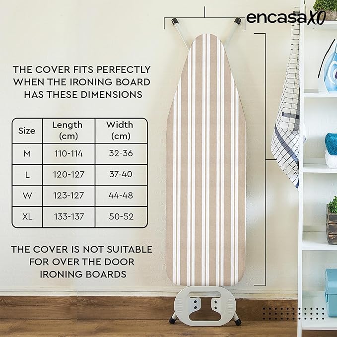 Encasa XO Ironing Board Cover and Pad 49"x18" - 4mm Felt Wide Iron Board Cover