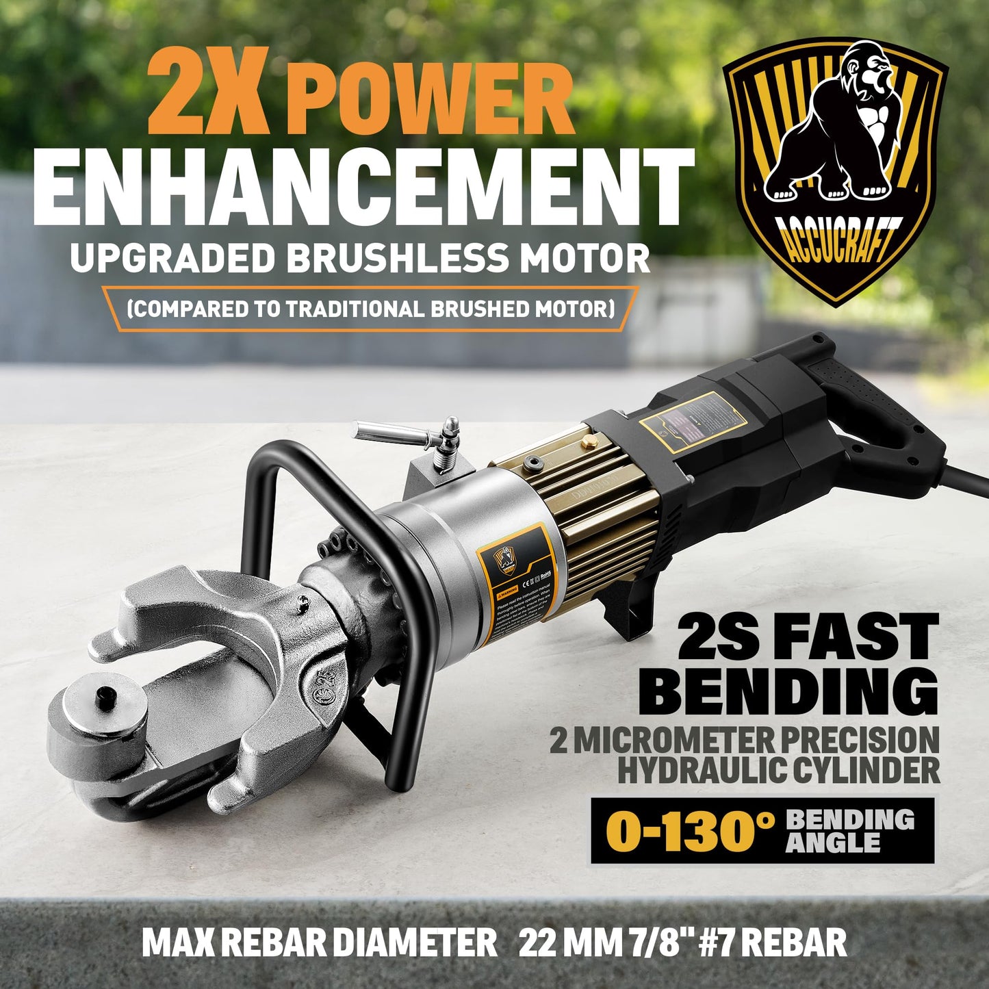 [Upgraded Version] Electric Rebar Bender with Brushless Motor, 1100W Portable Hydraulic Rebar Bender Tool, Handheld Rebar Bender Machine, 110V ﻿ (Max Rebar 7/8" 22mm #7)