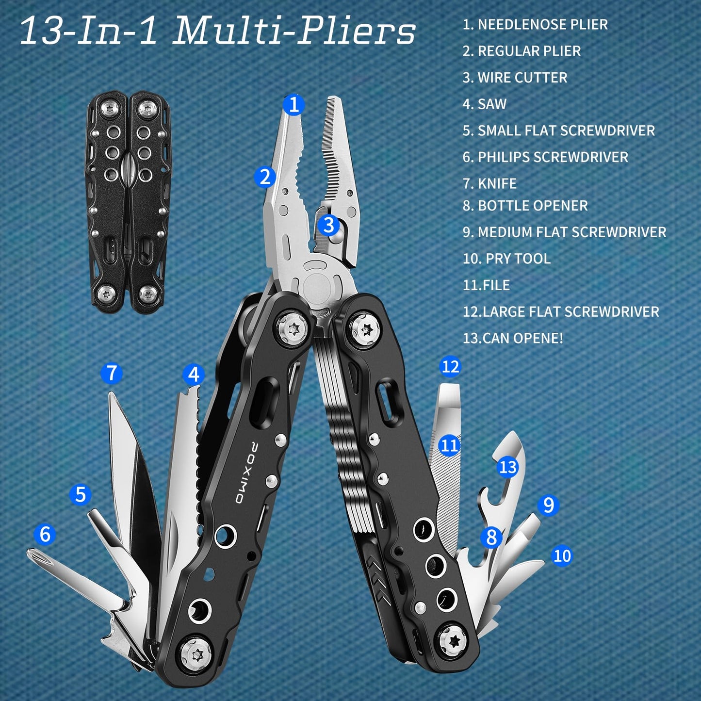 Multitools Gift Set "I LOVE YOU", Men Gifts 3 Items Pack with 14-In-1 Multi tool Pliers, Pocket Knife, Tactical Pen, Gifts for Men Women, Stocking Stuffers EDC, Survival Tools Set (I LOVE YOU)