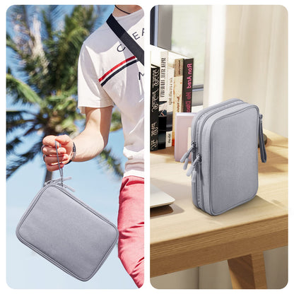 DDgro Cable Organizer Bag, Large Charger Cord Travel Case for Electronics & Tech Accessories (Large, Light Grey)