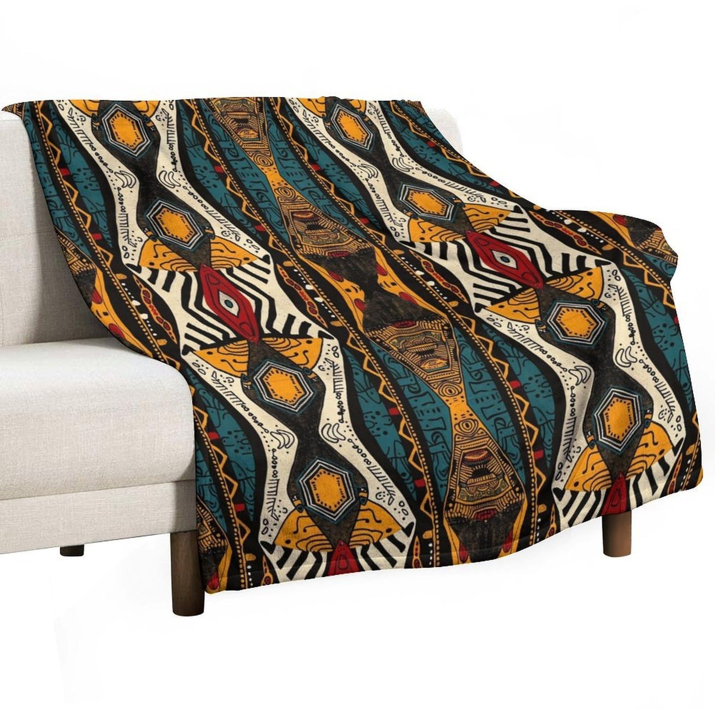 ZhiRain African Tribal Throw Blanket Ethnic Style Totem Geometric Pattern Blanket for Sofa Bed Couch Chair Or Dorm 50"x60"