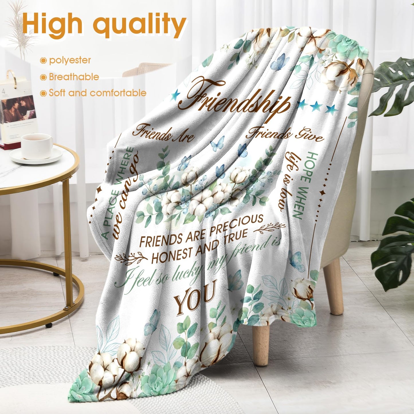 Hohoto Friendship Gifts for Women Bestie Soul Sister, Best Friend Forever BFF Present for Wedding Birthday, Throw Blanket for Couch Bed Sofa 50"x60"