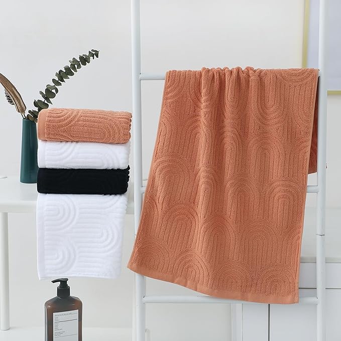 Pidada Hand Towels Set of 4 Striped Pattern 100% Cotton Absorbent Soft