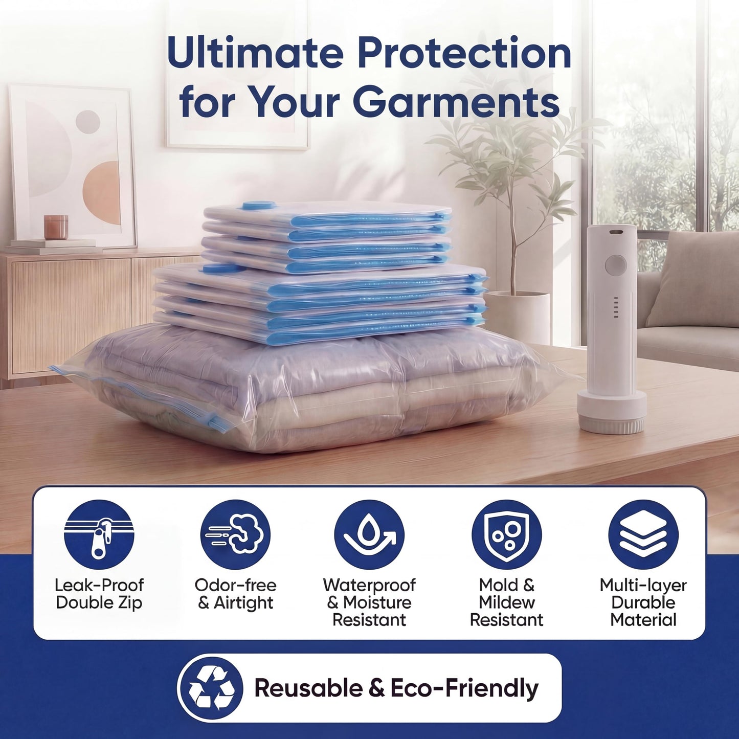 Travel Vacuum Bags with Pump, 16 Pack Vacuum Storage Bags for Travel, Compression Bags for Clothes, Reusable Space Saver Luggage Organizer with Wireless Electric Pump (16 Combo)