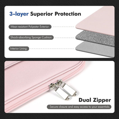 MoKo 9-11 Inch Tablet Sleeve, Protective Carrying Bag with Two Compartments Fits New iPad Air/Pro 11 inch 2024, iPad Air 5/4th 10.9, iPad 9/8/7th 10.2, iPad 10th 10.9, Tab S8/S9 11, Pink
