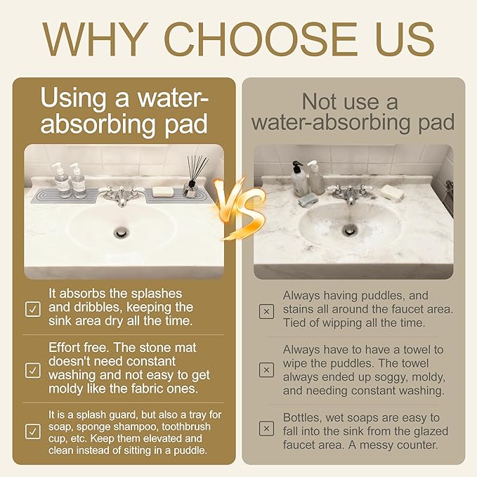 23.6"*3.9" Large size Stone faucet mat