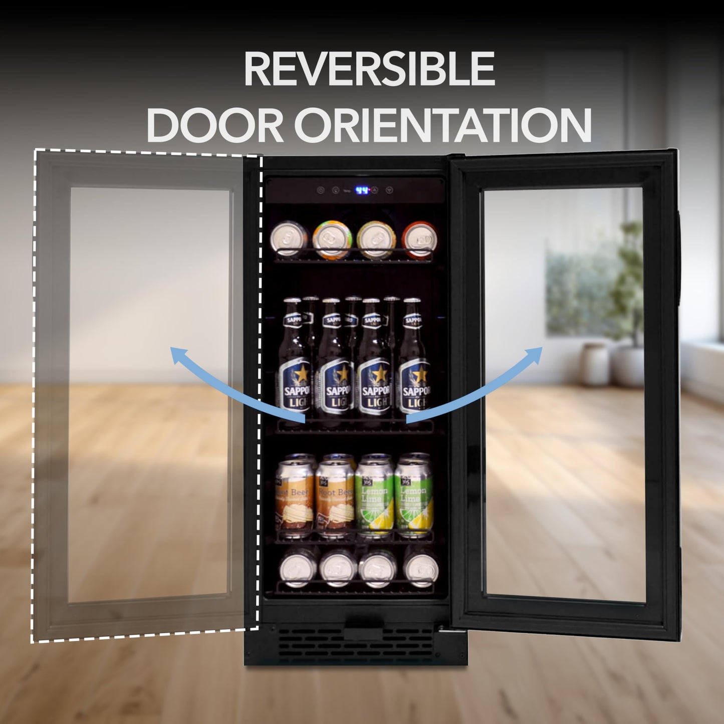 Whynter BBR-801BG Built Beverage Refrigerator and Cooler Mini Fridge with Glass Door with Lock, 3.0 Cubic Feet, Black, 100