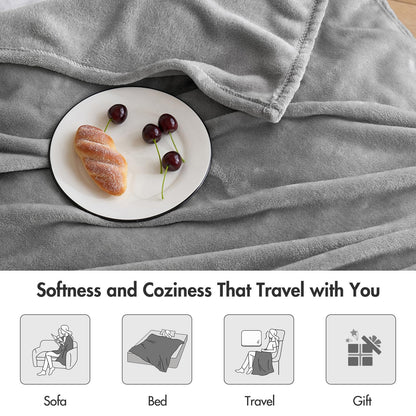 MIULEE Flannel Fleece Throw Blanket Soft Fluffy Solid Color Comfortable Plush Warm and Cozy for Bed Sofa Bedroom Travel/Single Silver Grey 51x60 Inch 130x150cm