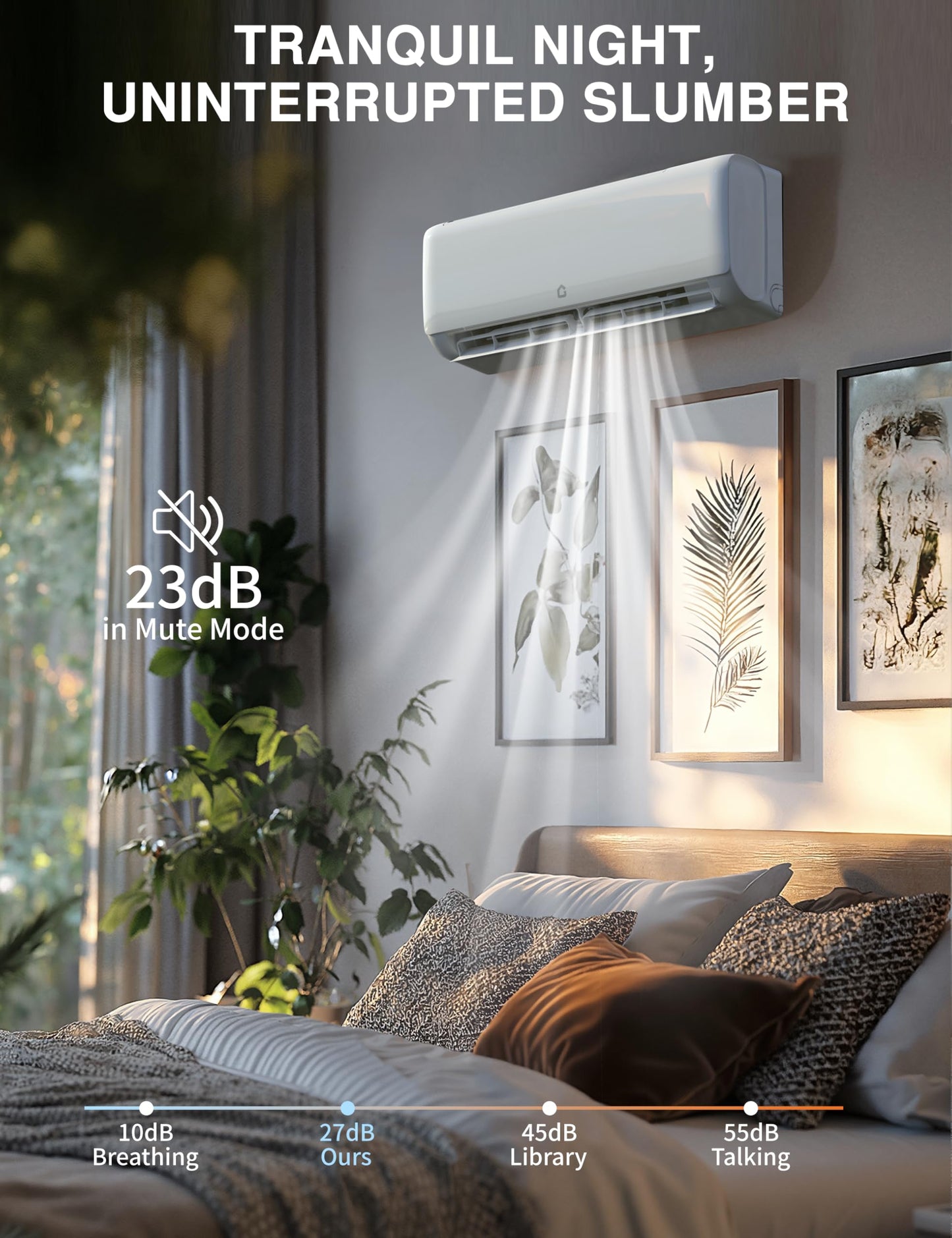 12000 Btu Mini Split AC Heating System, Wifi Enabled Mini Split Air Conditioner with 18.5 SEER2 Inverter, Heat Pump, 208-230V for Rooms Up to 750 Sq. Ft, White
