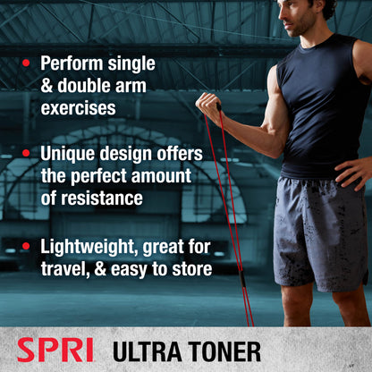 SPRI Ultra Toner Resistance Band Figure 8 Exercise Cord, Green, Light
