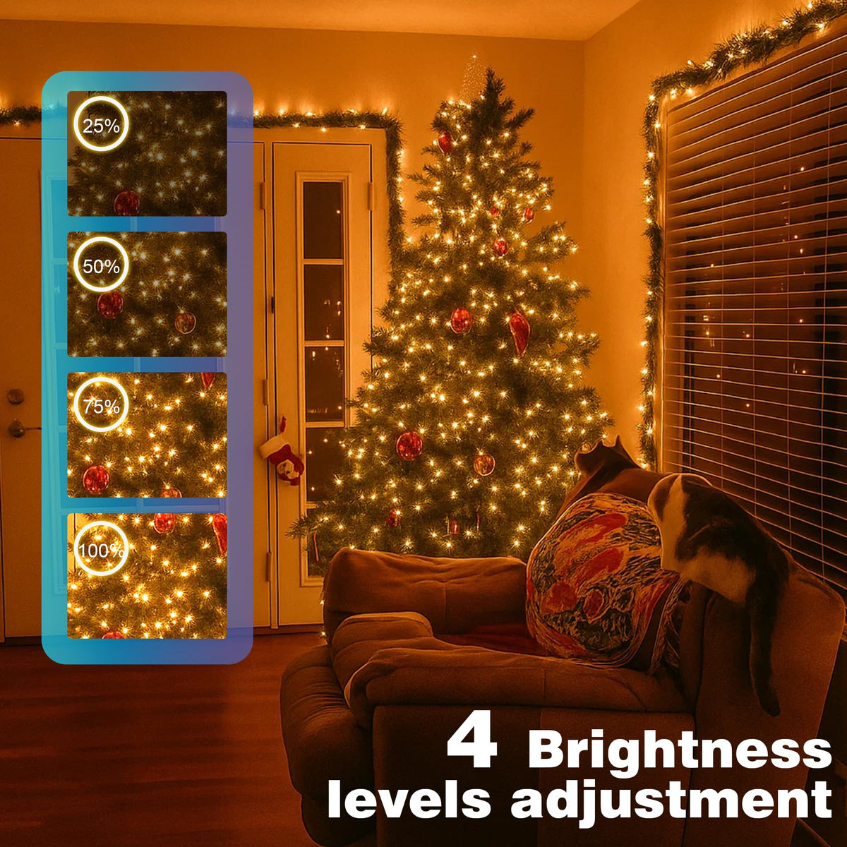 Domolli Christmas Lights 800 LED 264 FT, IP67 Waterproof Christmastree Lights with 8 Modes, Remote Control 3 Timers & Memory Function Xmas Decorations for House and Holiday (Warm White)