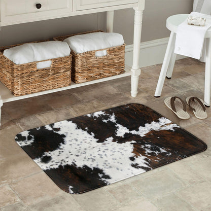Western Cowhide Cow Print Bath Mats for Bathroom, Soft Absorbent Cow Bath Rug Non-Slip Floor Rug Carpets for Kitchen Bathroom Laundry Bedroom Living Room Decoration
