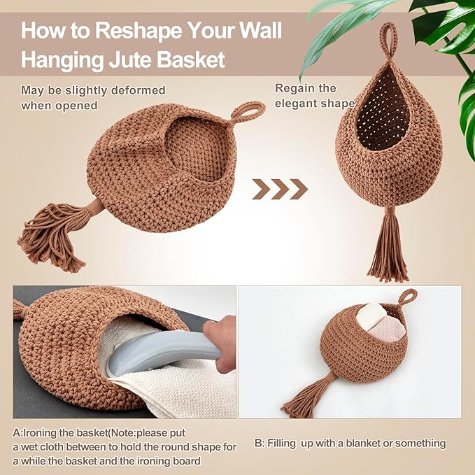 Honeydak Boho Decor Hanging Wall Baskets